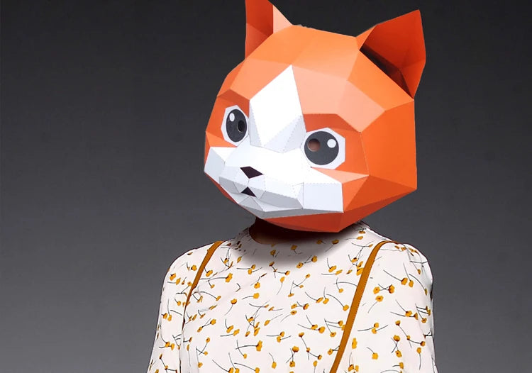 DIY 3D Paper Pre Cut Cat Halloween Costume Cosplay Craft Christmas – craft – craft – Papercraft Mask – DIY 3D paper mask, ...