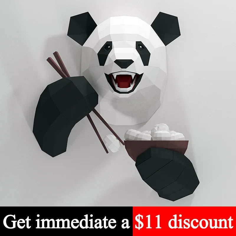 DIY 3D Paper 80CM Eat Noodles Buns Panda Animal Art ation , craft,Handmade Adult Craft Toy RTY237 – Geometric Papercraft K...