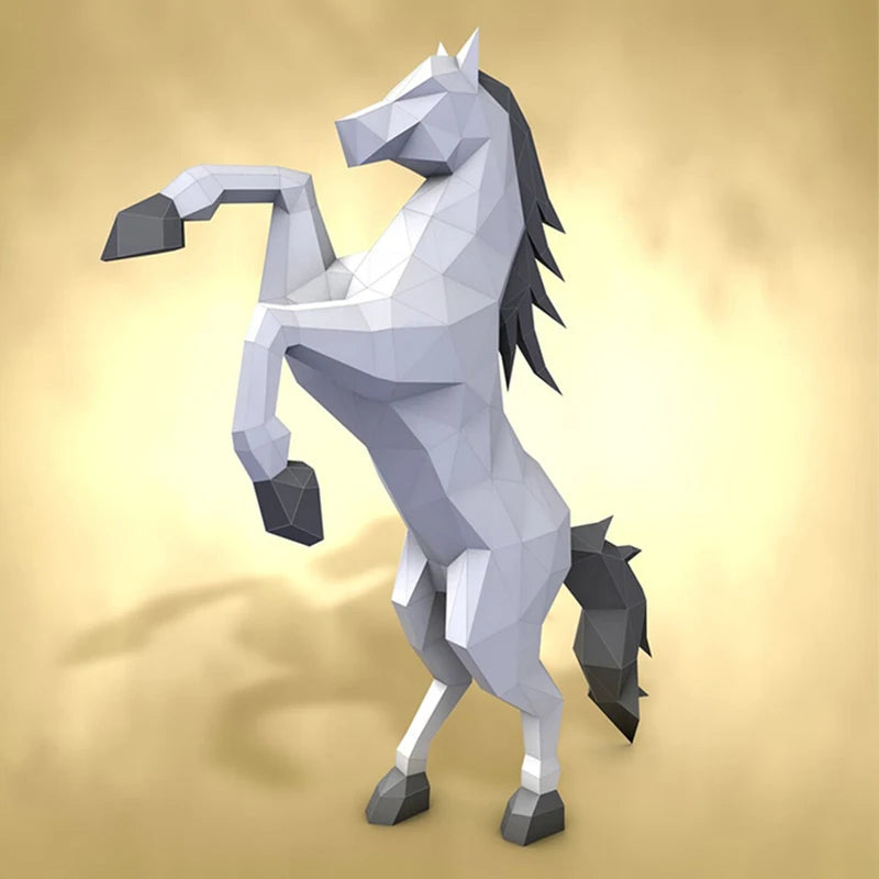 DIY 3D Paper Jumping Horse – UrbanFolds craft – UrbanFolds craft – UrbanFolds Papercraft Kit – DIY papercraft kit, front view
