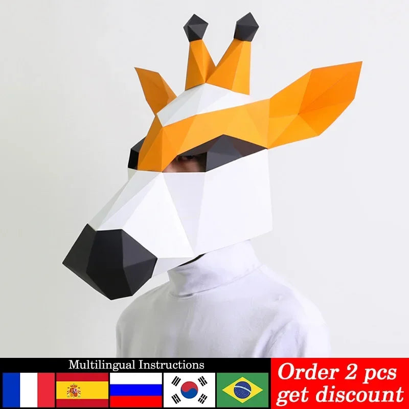 DIY 3D Paper Giraffe Animal Adult , craft Art Origami Costume Party Cosplay,Handmade Craft RTY066 – Papercraft Mask – DIY ...
