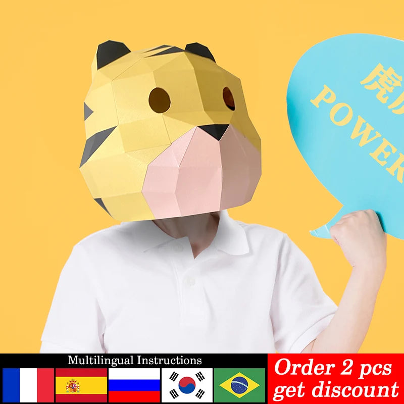DIY 3D Paper Cartoon Cute Tiger ,Small Size,Origami Costume Party Cosplay, craft Art,Handmade Craft RTY341 – Papercraft Ma...
