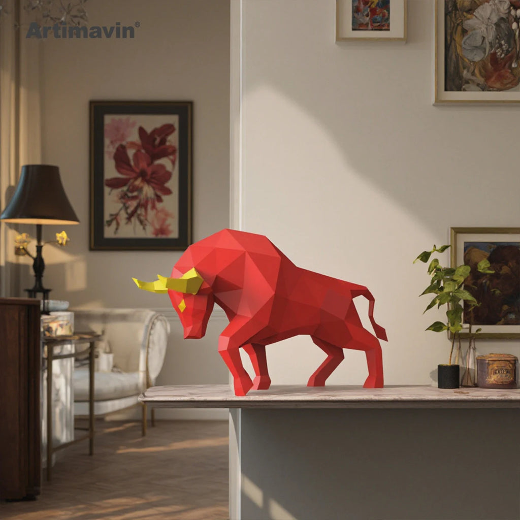 DIY 3D Paper Bull Creative Handmade Origami Carving Art s Play Three-dimensional ative Art Trendy – UrbanFolds Papercraft ...