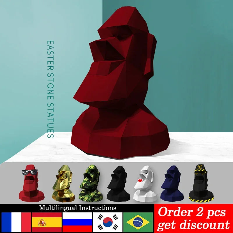 DIY 3D Paper Large Size Easter Island Moai Origami Art ation , craft,Handmade Adult Craft RTY198 – UrbanFolds Papercraft K...