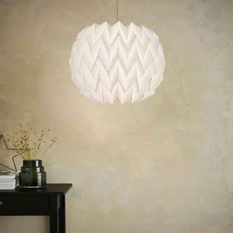 Nordic Style Foldable Lantern Lampshade White Paper Lamp Cover Origami Pendant Lampshade For Living Room Restaurant Bar Cafe