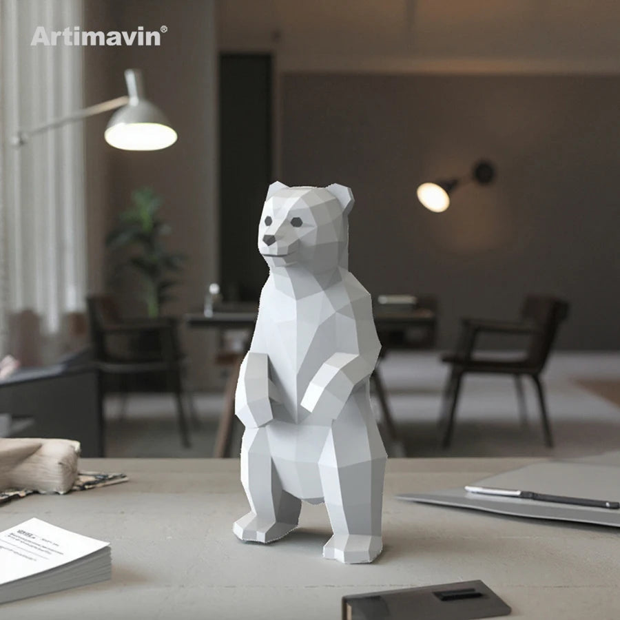 DIY 3D Paper Small Polar Bear Three-dimensional Craft ing Mold Handmade Origami Creative Living Room Bedroom office – Urba...