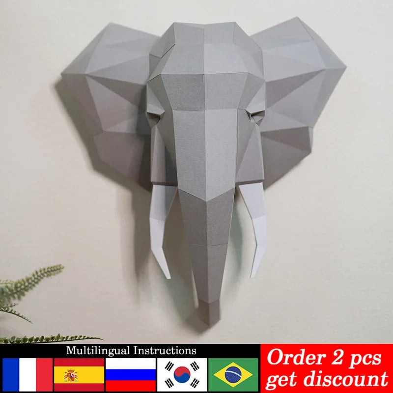 DIY 3D Paper Z.J.Z.B Pre-cut Elephant Animal Hanging ation,craft,Handmade Adult Origami Craft RTY133 – Geometric Papercraf...