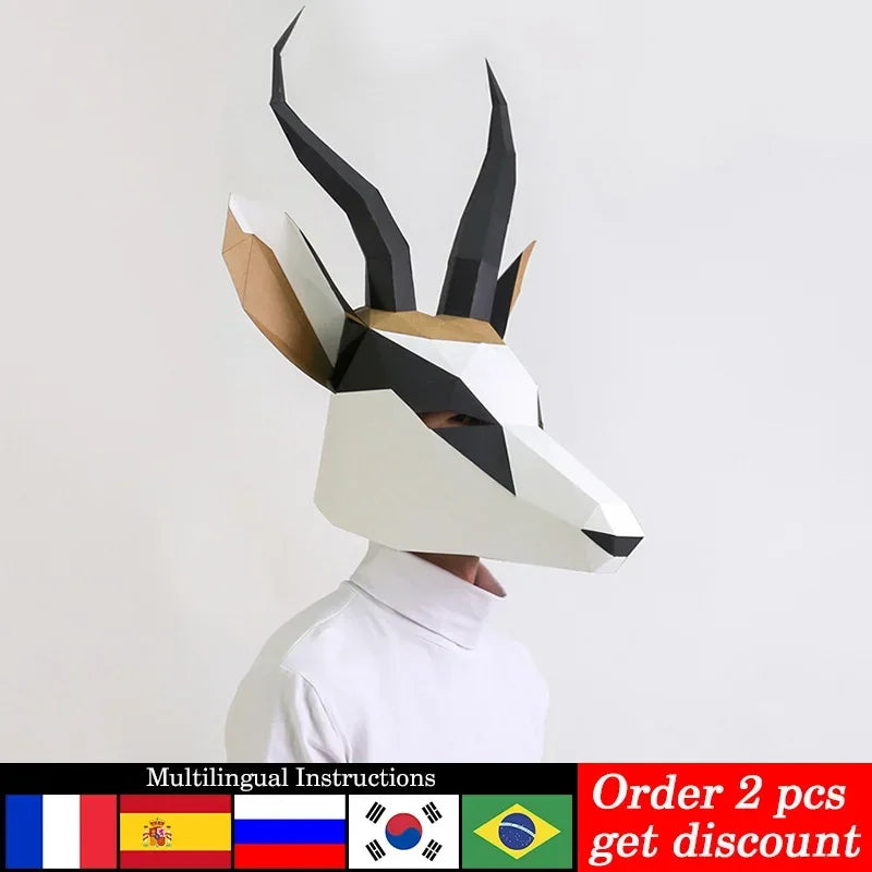 DIY 3D Paper Pre-cut Antelope Gazelle Animal Adult , craft Art Origami Costume Party Cosplay,Handmade RTY077 – Papercraft ...