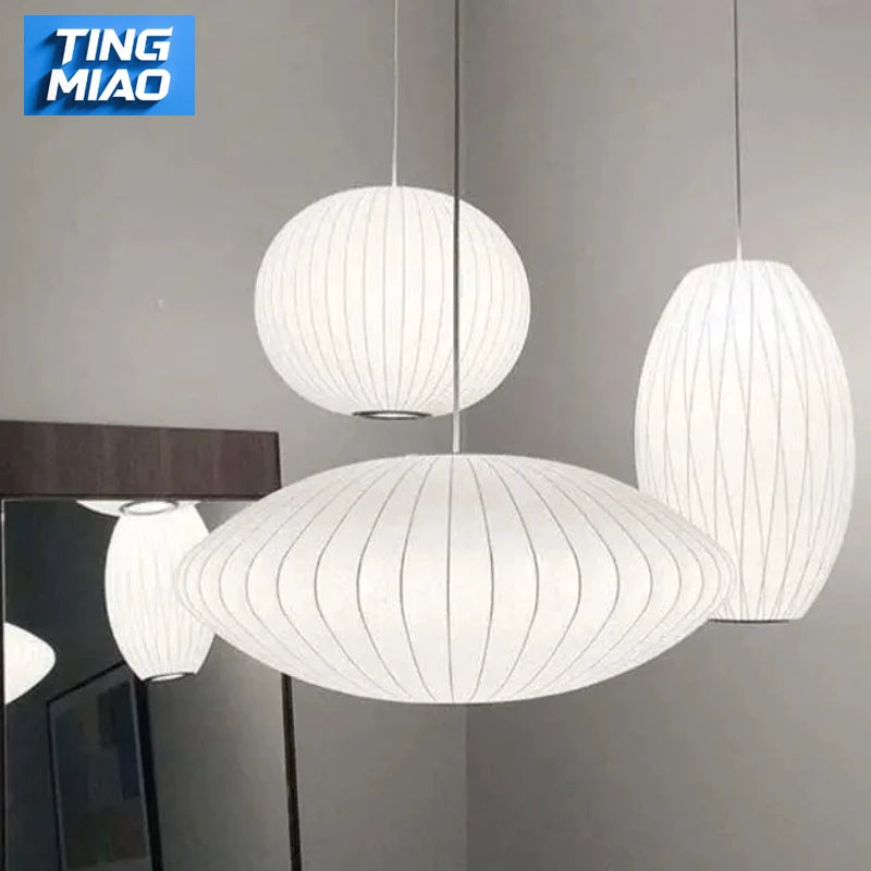 Modern Paper Silk Fabric LED Denmark Designer Minimalist Hanging Light for Living Room Hotel Restaurant Nordic – DIY Folde...