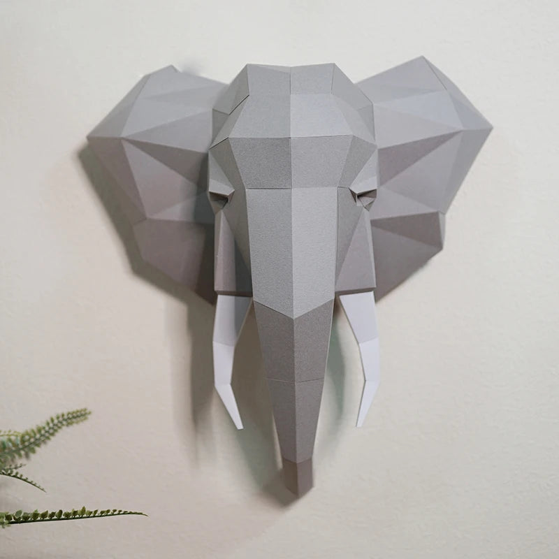 DIY 3D Paper Elephant – craft – UrbanFolds craft – UrbanFolds Papercraft Kit – DIY papercraft kit, front view