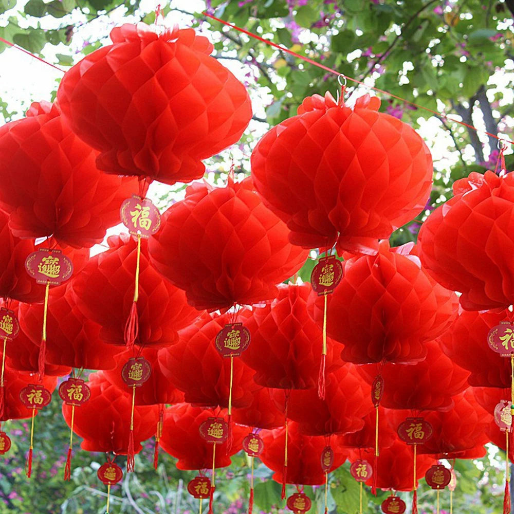 Modern Paper Modern 20pcs Red s – Classic Chinese Hanging Party for Weddings, Festivals & Celebrations – Folded – Folded –...