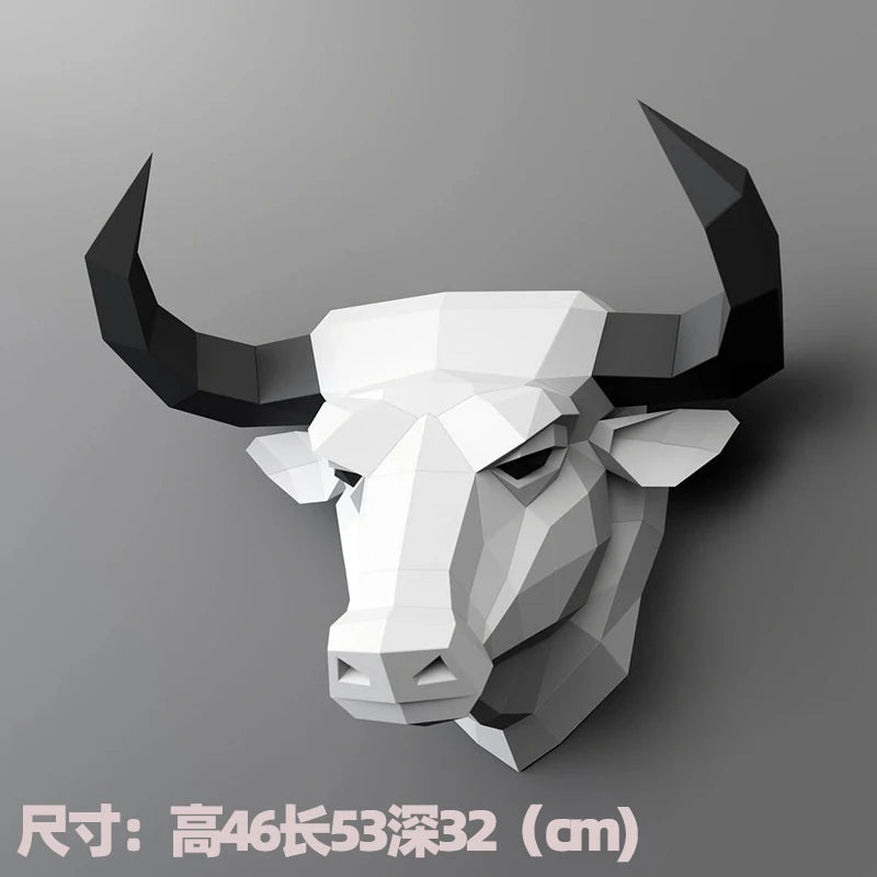 DIY 3D Paper Bull – craft – UrbanFolds craft – UrbanFolds Papercraft Kit – DIY papercraft kit, front view