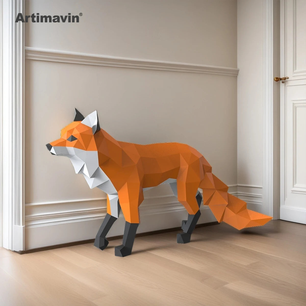 DIY 3D Paper Fox Creative Handmade Origami ative Art Trendy Toy Ornament – Geometric Papercraft Kit – DIY papercraft kit, ...