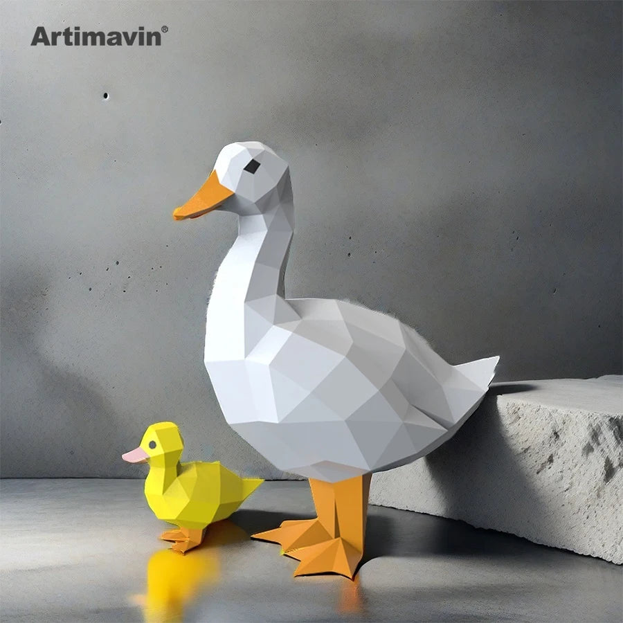 DIY 3D Paper Duck Mother And Child Poultry Animal Handmade Ornaments Toys Origami Three-dimensional Composition – UrbanFol...
