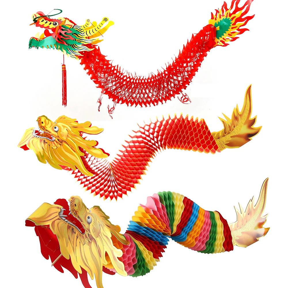 DIY 3D Paper 1pc 1.5m 3m Chinese New Year Red Dragon Hanging ation Spring ation Spring Festival Party New Year 2025 – Urba...