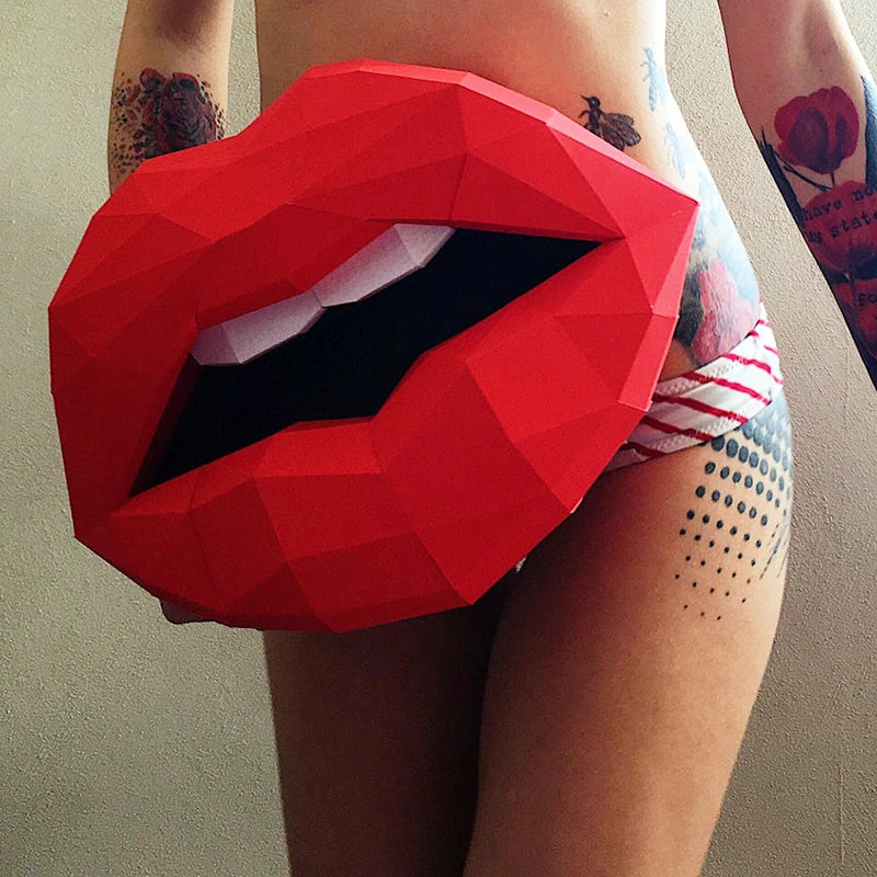 DIY 3D Paper Art Red Lips Mouth craft toys Papier ation Puzzles Eductional Toys Gift for kids – craft – UrbanFolds craft –...