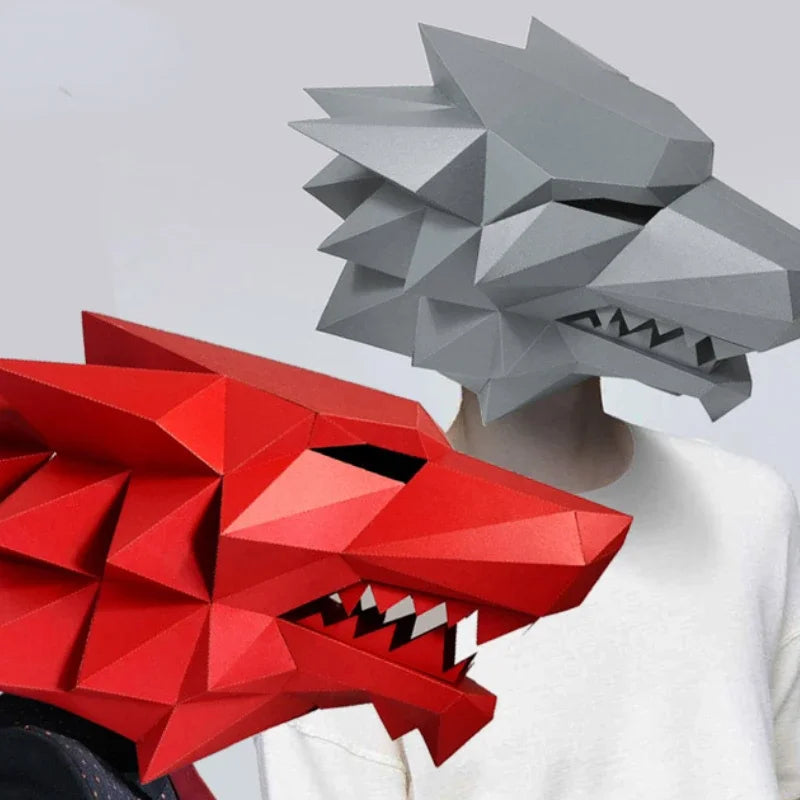 DIY 3D Paper Mold Dragon Wolf gear Animal Halloween Cosplay Props Woman Men Party Role Play Craft s – craft – craft – Pape...