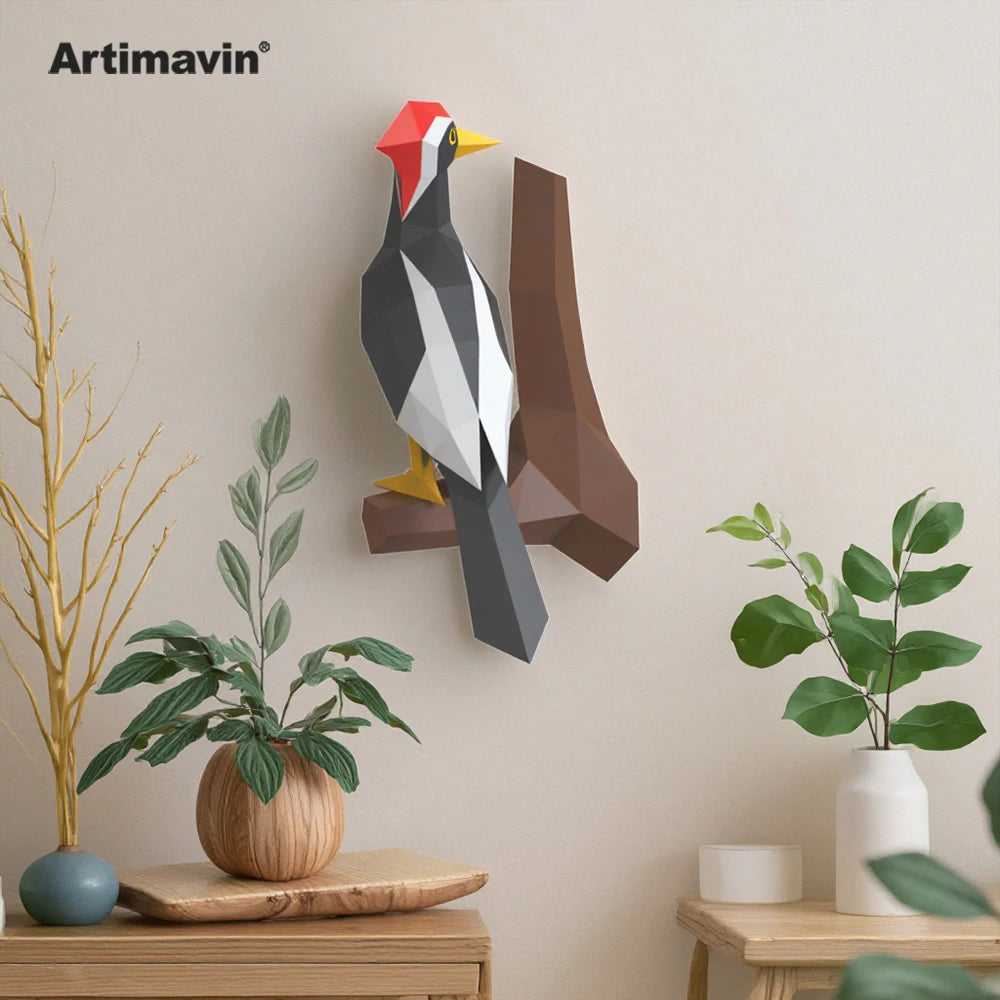 DIY 3D Paper Woodpecker Indoor ation Three-Dimensional Art Hanging Leisure Creativity Decompression Origami – Geometric Pa...