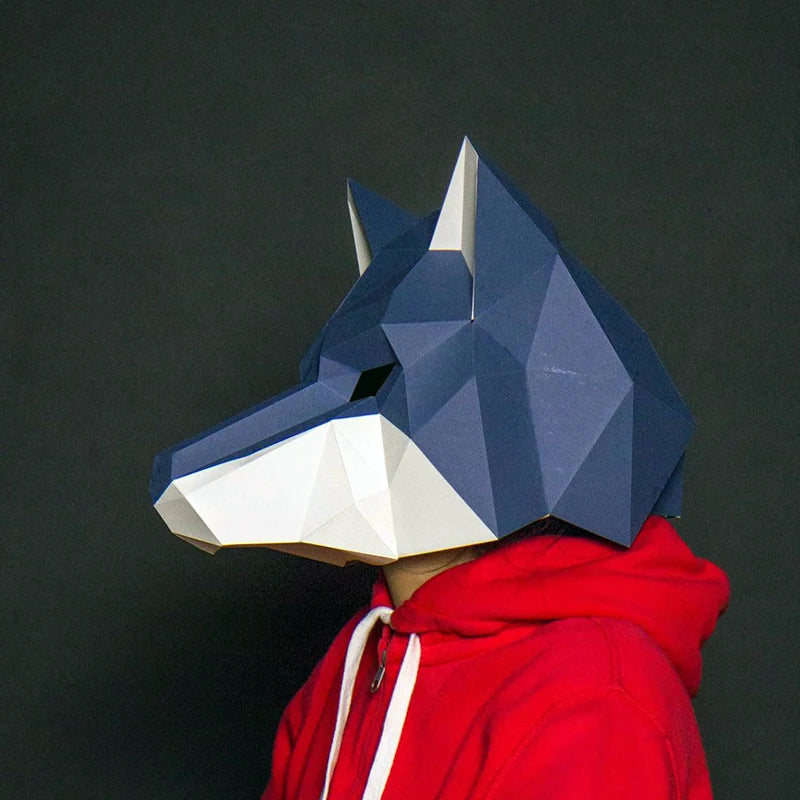DIY 3D Paper Wolf Wearable – craft – craft – Papercraft Mask – DIY 3D paper mask, front view
