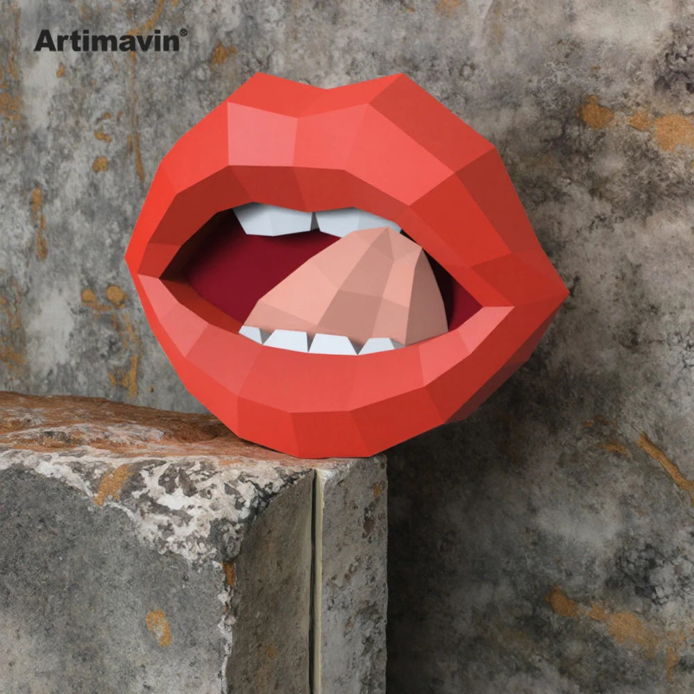 DIY 3D Paper Lips Creative Origami Decompression Gift Indoor ation Three-Dimensional Art – Geometric Papercraft Kit – DIY ...