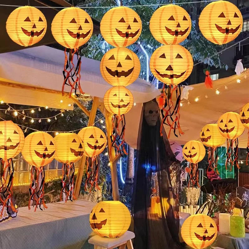 Modern Paper Modern Modern 1/6PCS Halloween s with LED Lights Pumpkin Ghost for Bar Kindergarten Mall Party – Folded – Fol...