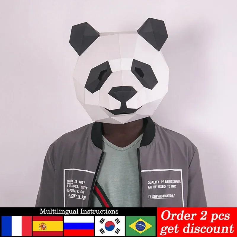 DIY 3D Paper Pre-cut Panda ,Small Size, craft Art Origami Costume Party Cosplay,Handmade Craft RTY106 – Papercraft Mask – ...