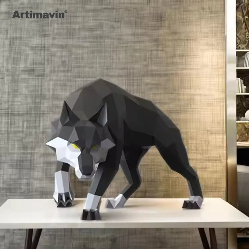 DIY 3D Paper Wolf King Coyote Creative three-dimensional handmade origami ative art tide play ornaments – Geometric Paperc...