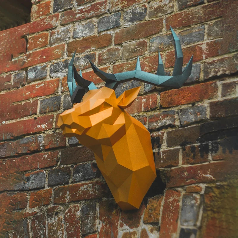 DIY 3D Paper Reindeer – craft – UrbanFolds craft – UrbanFolds Papercraft Kit – DIY papercraft kit, front view