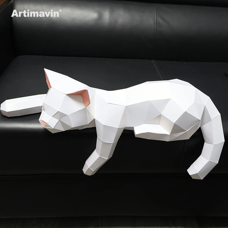 DIY 3D Paper Cat Sleep Craft Field Beautiful Three-Dimensional ative Ornaments Handmade Making Set – UrbanFolds Papercraft...