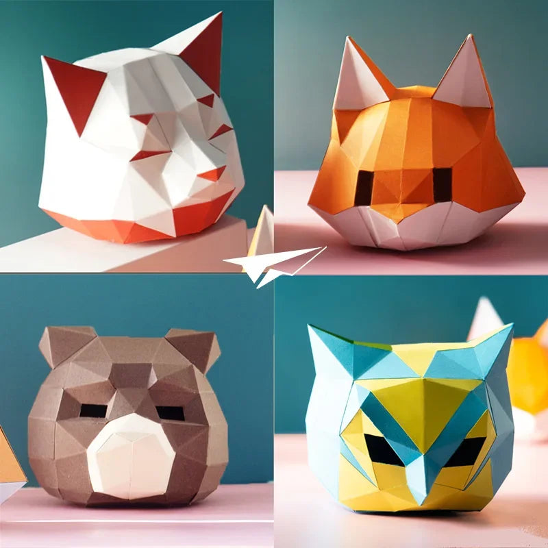 DIY 3D Paper Mini Fox Bear Cat Owl Animals Origami ation , craft Art,Handmade Adult Craft Toy RTY199 – UrbanFolds Papercra...