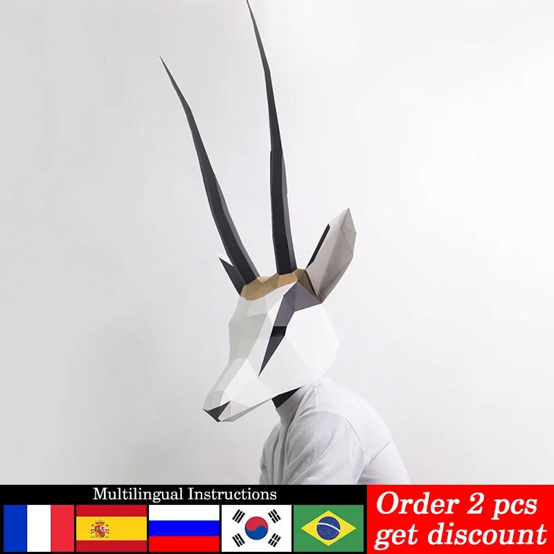 DIY 3D Paper Pre-cut Goat Tibetan Antelope Adult , craft Art Origami Costume Party Cosplay,Handmade RTY107 – Papercraft Ma...