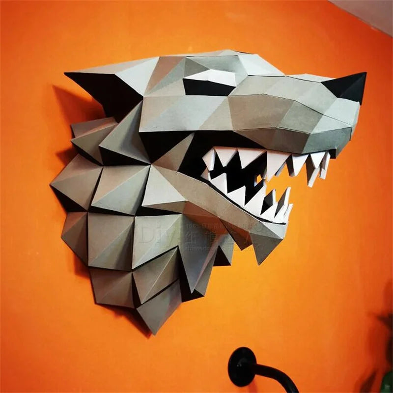 DIY 3D Paper Wolf / Red Dragon – craft – UrbanFolds craft – UrbanFolds Papercraft Kit – DIY papercraft kit, front view