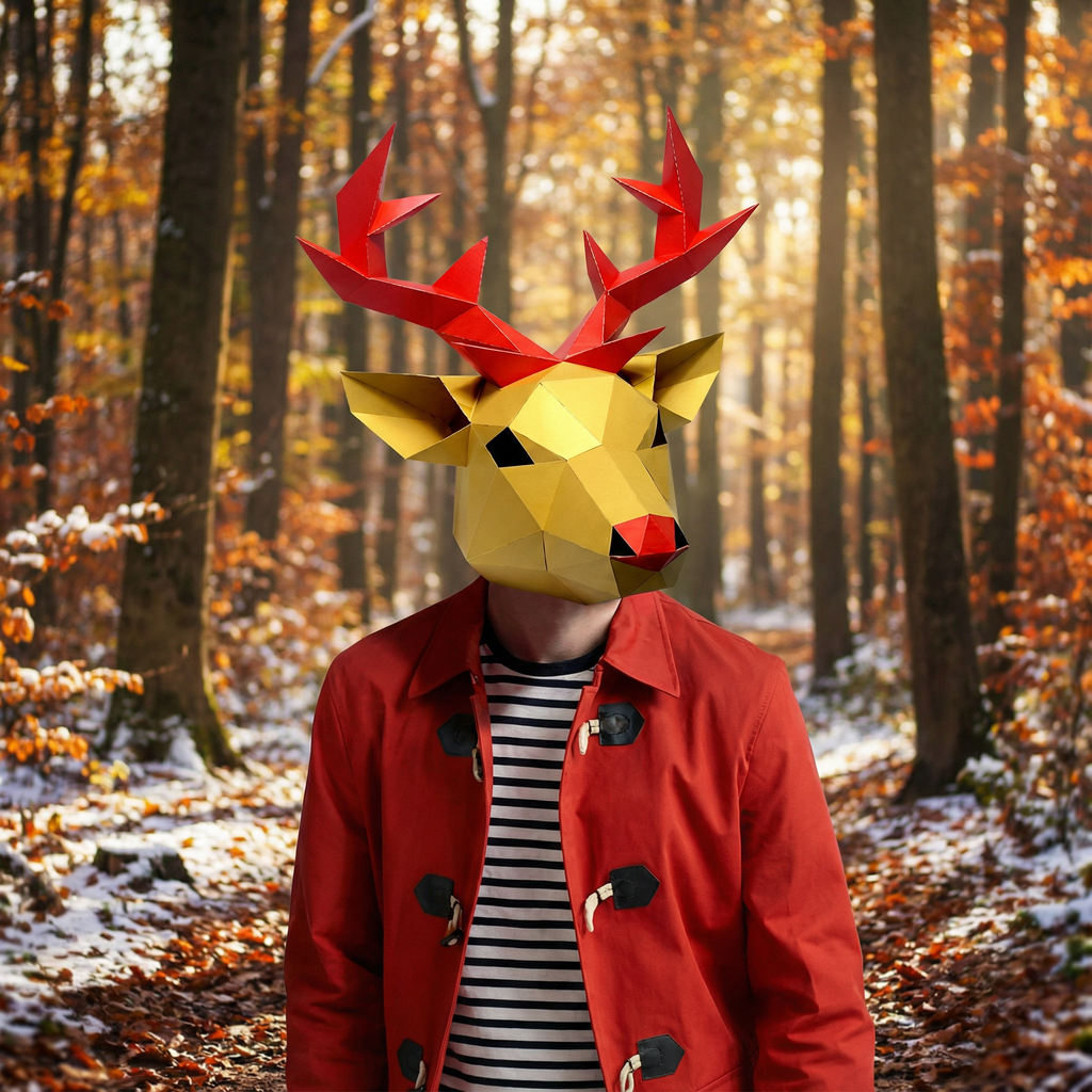 DIY 3D Deer head Mask – Wearable Low-Poly Papercraft Kit